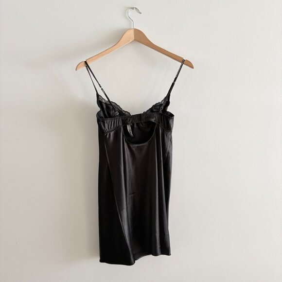 Victoria’s Secret Satin & Lace Embellished Cupped Mini Slip Dress Black Small - Picture 8 of 10